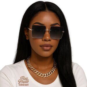 Shady Behavior | Oversized Fashion Sunglasses • Gradient Lens Half Frame